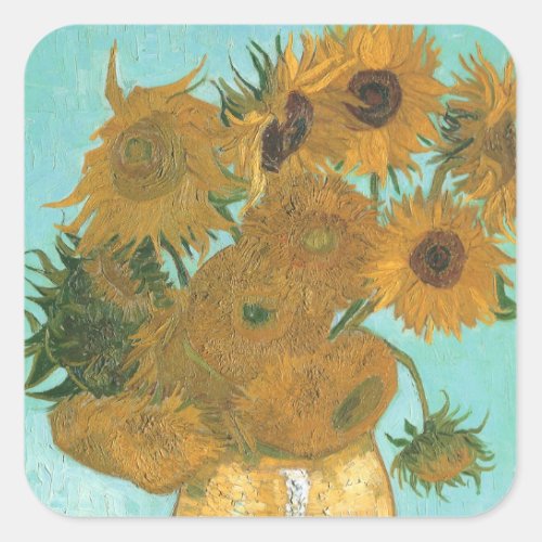 Vase with Twelve Sunflowers by Vincent van Gogh Square Sticker