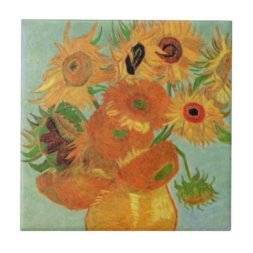 Vase with Twelve Sunflowers by Vincent van Gogh Tile