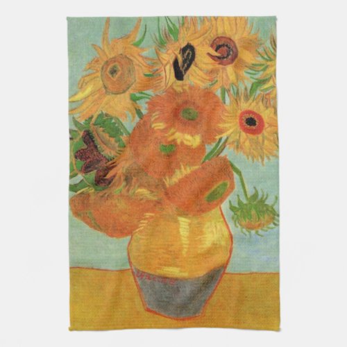 Vase with Twelve Sunflowers by Vincent van Gogh Towel