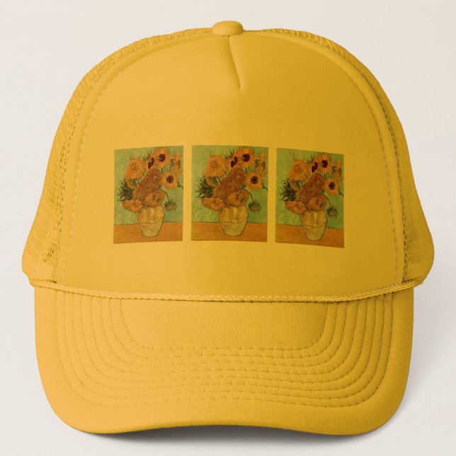 Vase with Twelve Sunflowers by Vincent Van Gogh Trucker Hat (Front)