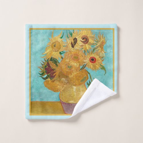 Vase with Twelve Sunflowers by Vincent Van Gogh  Wash Cloth