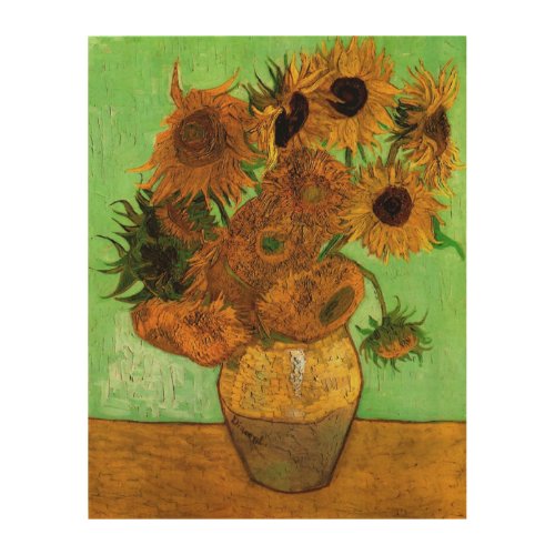 Vase with Twelve Sunflowers by Vincent van Gogh Wood Wall Decor