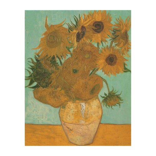 Vase with Twelve Sunflowers by Vincent van Gogh Wood Wall Decor