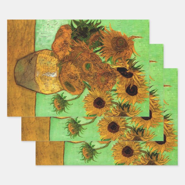 Vase with Twelve Sunflowers by Vincent van Gogh Wrapping Paper Sheets (Set)