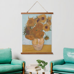 Vase with Twelve Sunflowers Sunflower Series Hanging Tapestry
