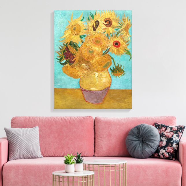 Vase with Twelve Sunflowers | Van Gogh | Canvas Print (Insitu(LivingRoom))