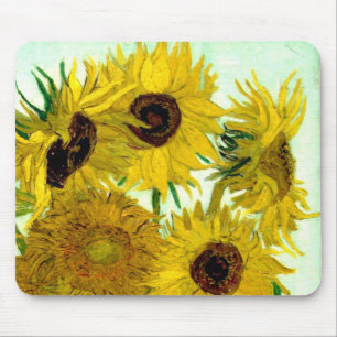 Vase with Twelve Sunflowers, Van Gogh Fine Art Mouse Pad