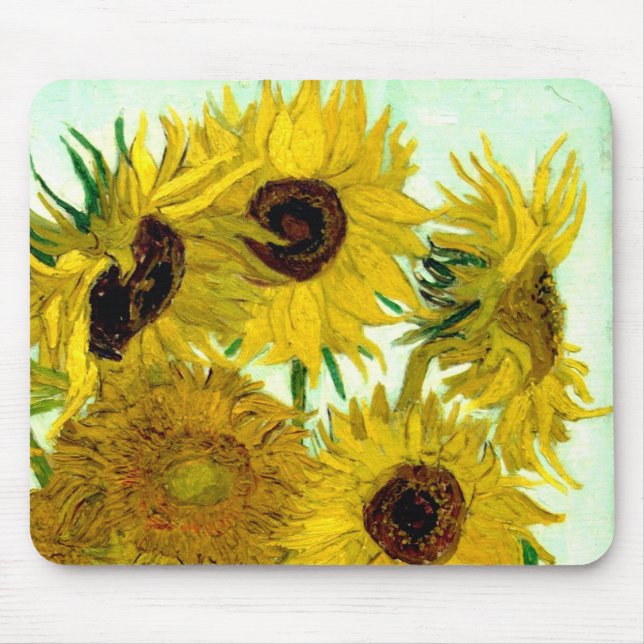 Vase with Twelve Sunflowers, Van Gogh Fine Art Mouse Pad (Front)