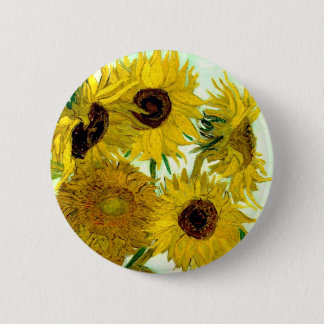 Vase with Twelve Sunflowers, Van Gogh Fine Art Pinback Button