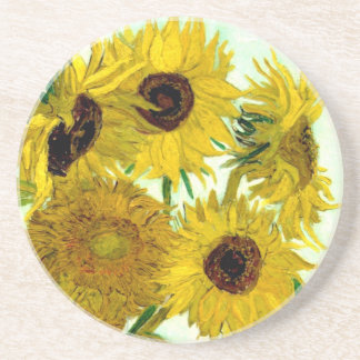 Vase with Twelve Sunflowers, Van Gogh Fine Art Sandstone Coaster