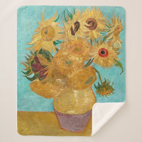 Vase with Twelve Sunflowers  Van Gogh  Sherpa Blanket