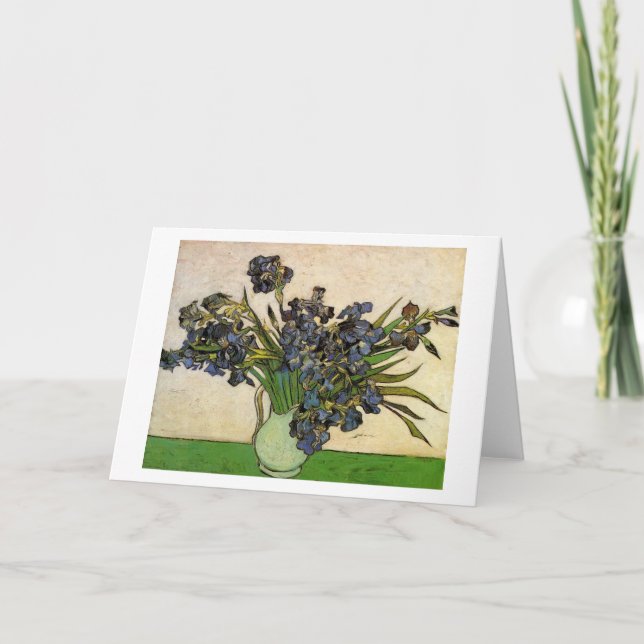 Vase with Violet Irises Van Gogh Fine Art Card (Front)
