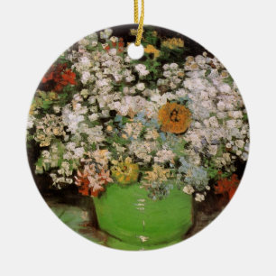 Vase with Zinnia Flowers by Vincent van Gogh Ceramic Ornament