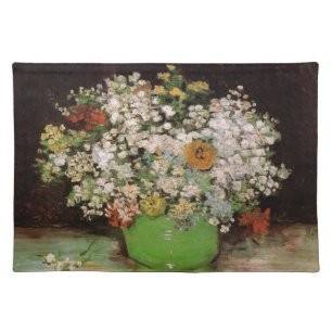 Vase with Zinnia Flowers by Vincent van Gogh Cloth Placemat