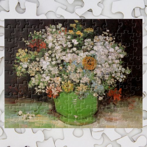 Vase with Zinnia Flowers by Vincent van Gogh Jigsaw Puzzle