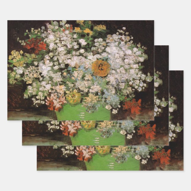 Vase with Zinnia Flowers by Vincent van Gogh Wrapping Paper Sheets (Set)