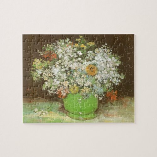 Vase with Zinnias and Flowers by Vincent van Gogh Jigsaw Puzzle