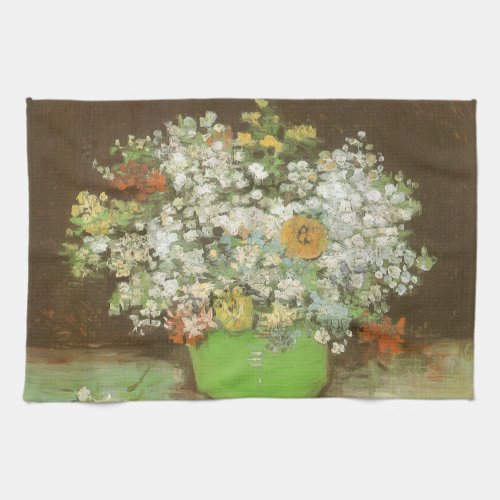 Vase with Zinnias and Flowers by Vincent van Gogh Towel