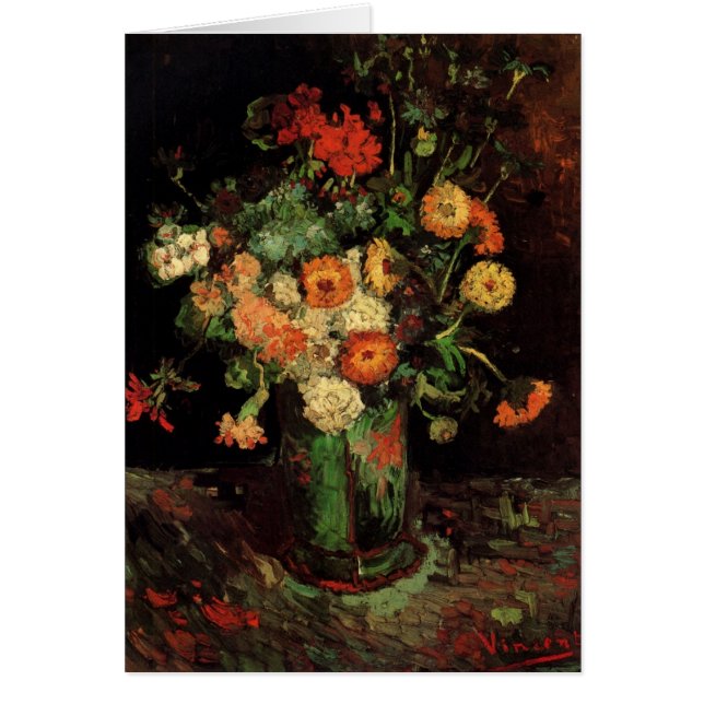 Vase with Zinnias and Geraniums, Vincent van Gogh (Front)