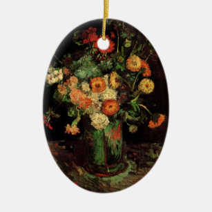 Vase with Zinnias and Geraniums, Vincent van Gogh Ceramic Ornament