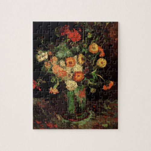 Vase with Zinnias and Geraniums Vincent van Gogh Jigsaw Puzzle
