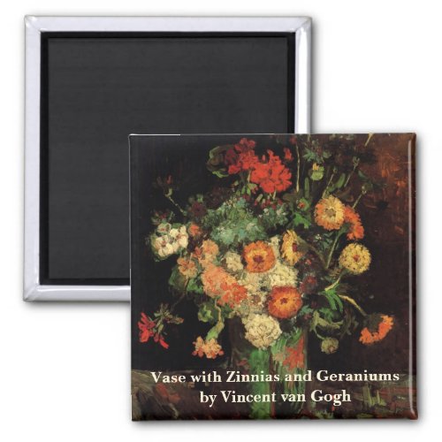 Vase with Zinnias and Geraniums Vincent van Gogh Magnet