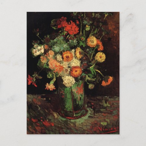 Vase with Zinnias and Geraniums Vincent van Gogh Postcard
