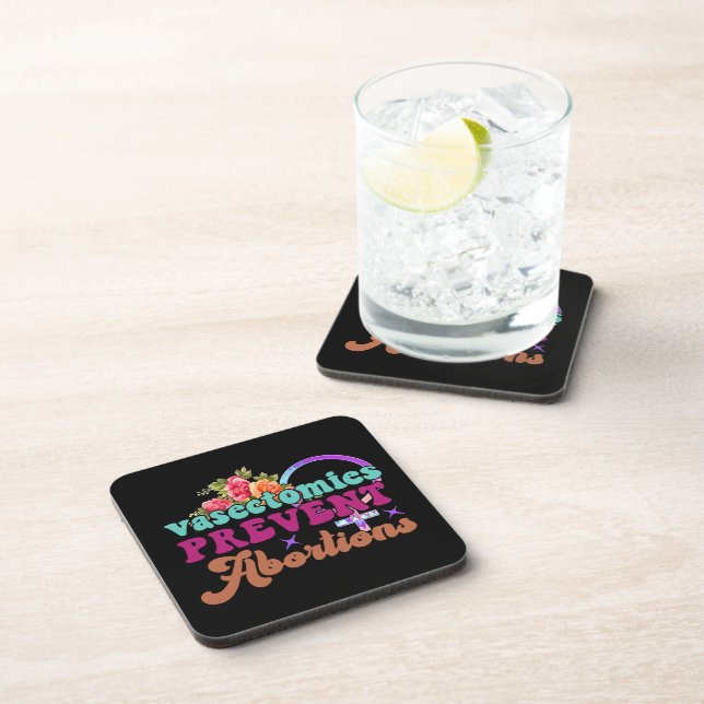 Vasectomies Prevent Abortions Cork-Backed Coasters (Right Side)