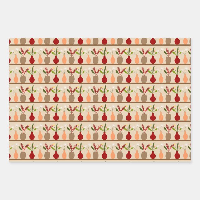 Vases and Flowers mixed Wrapping Paper Sheets (Front 3)