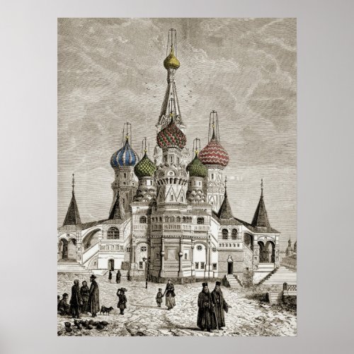 Vasili Cathedral Red Square Onion Dome Theotokos Poster