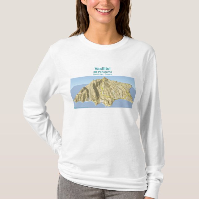 Vasilitsi - 3D-Panorama Map - T-Shirt Long Woman (Front)