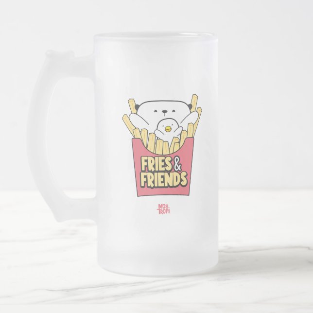 Vaso Fries and Friends Frosted Glass Beer Mug (Left)