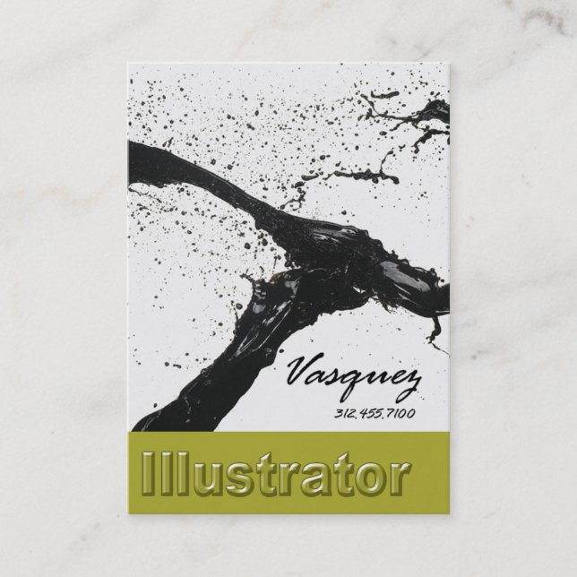 Vasquez - Bold Illustrator Artist Painter (celery) Business Card (Front)