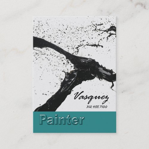 Vasquez - Bold Painter Artist Illustrator (teal) Business Card Template