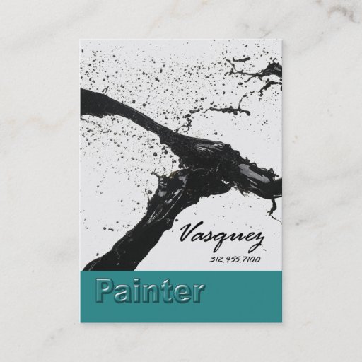 Customizable Vasquez - Bold Painter Artist Illustrator (teal) Business Card Template