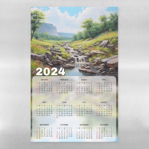Vast Valley Landscape Illustrations 2024 Calendars Magnetic Dry Erase Sheet