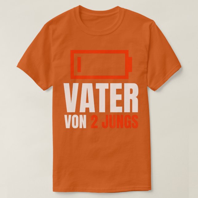 Vater von 2 JUNGS  Battery Empty Fathers Day Boys  T-Shirt (Design Front)