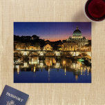 Vatican Bridge St Peter's Cathedral Rome Italy Jigsaw Puzzle<br><div class="desc">Beautiful,  reflective photo of the Vatican bridge of Angels in Rome,  and St. Peter's Cathedral on right in Rome Italy at dawn.  Photo digitally enhanced.</div>