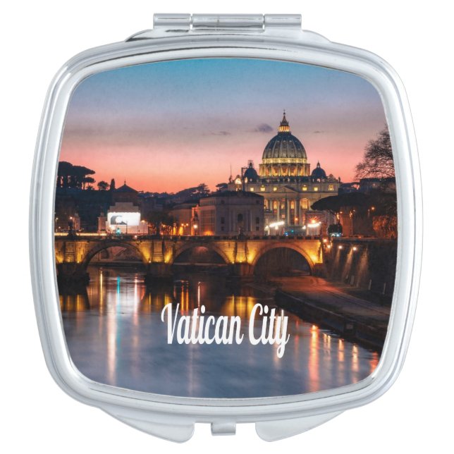 Vatican City At Night Roman Catholic Church Compact Mirror (Front)