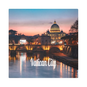 Vatican City At Night Roman Catholic Church Metal Print