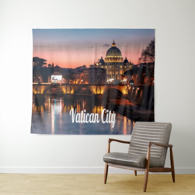 Vatican City At Night Roman Catholic Church Tapestry (In Situ (Horizontal))