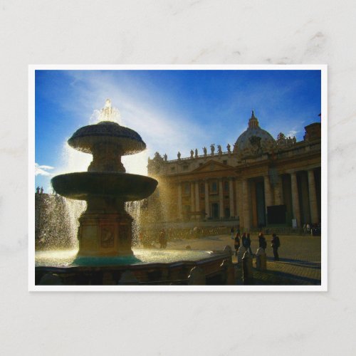 vatican city fountain postcard