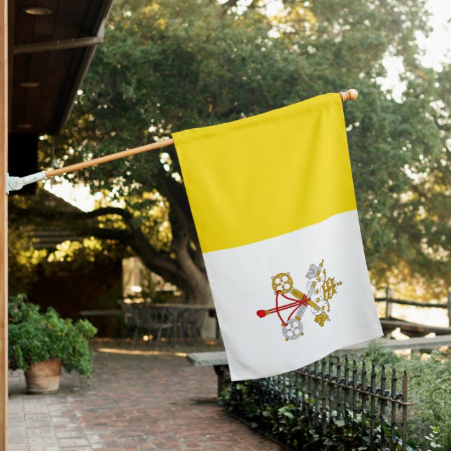 Vatican City Inspired Catholic Papal House Flag (In SItu)