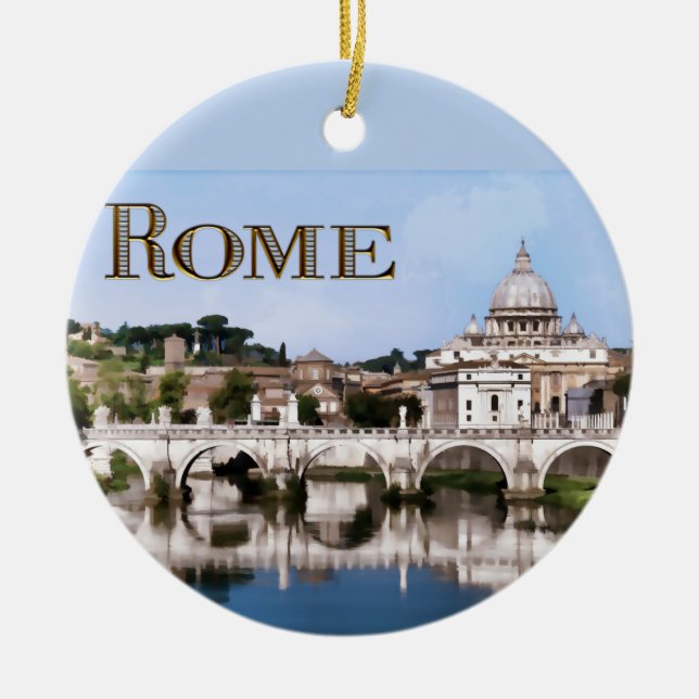 Vatican City Seen from Tiber River text   ROME Ceramic Ornament (Front)