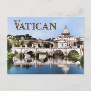 Vatican City Seen from Tiber River text   VATICAN Postcard