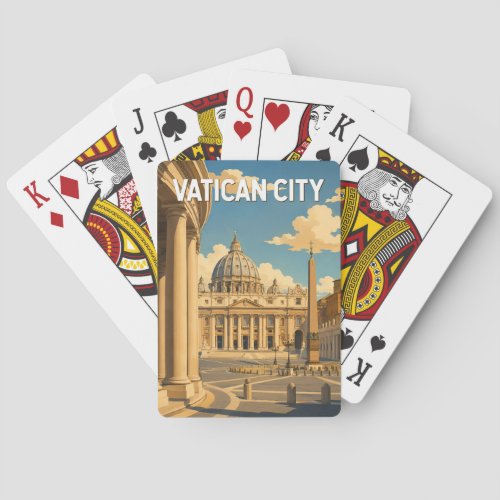 Vatican City St Peter's Square Illustration Travel Poker Cards