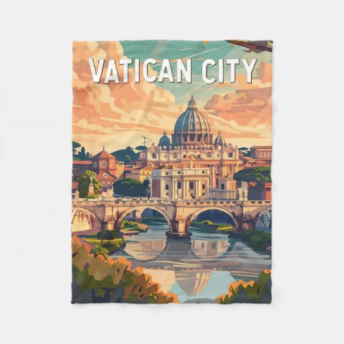 Vatican City Travel Art Vintage Fleece Blanket