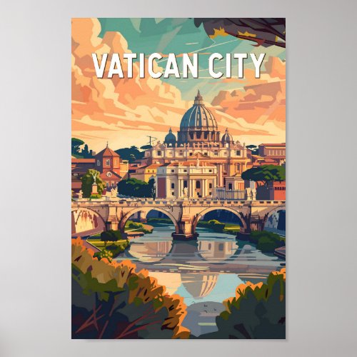Vatican City Travel Art Vintage Poster