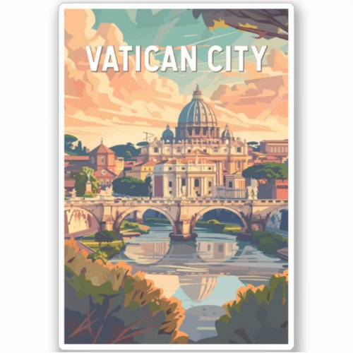 Vatican City Travel Art Vintage Sticker