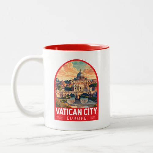 Vatican City Travel Art Vintage Two_Tone Coffee Mug
